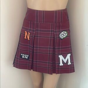 Plaid Patchwork Skirt - Red